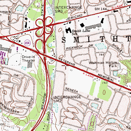 Topographic Map of Commack Post Office, NY