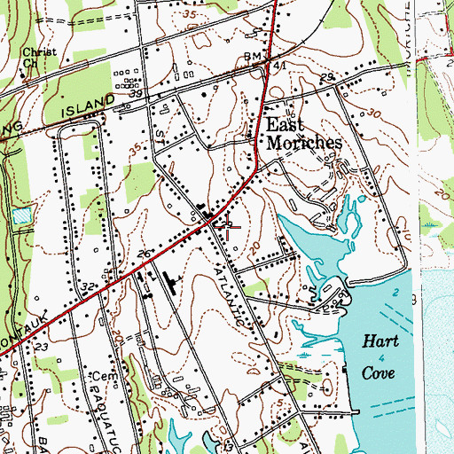Topographic Map of East Moriches Post Office, NY