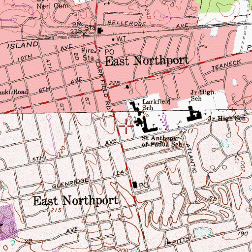 Topographic Map of East Northport Post Office, NY