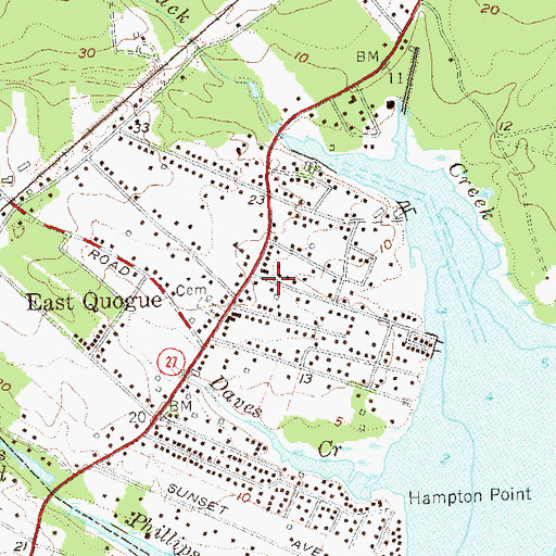 Topographic Map of East Quogue Post Office, NY