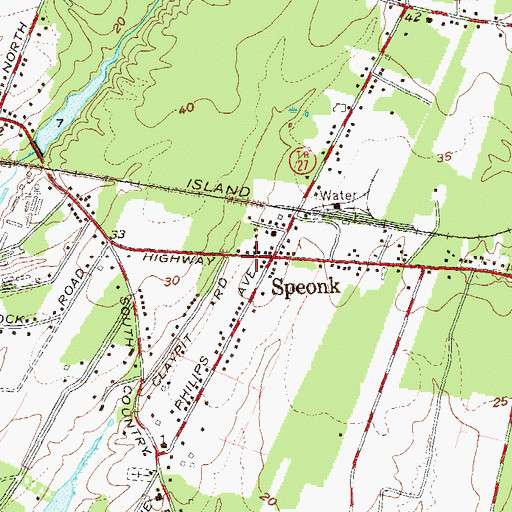 Topographic Map of Speonk Post Office, NY