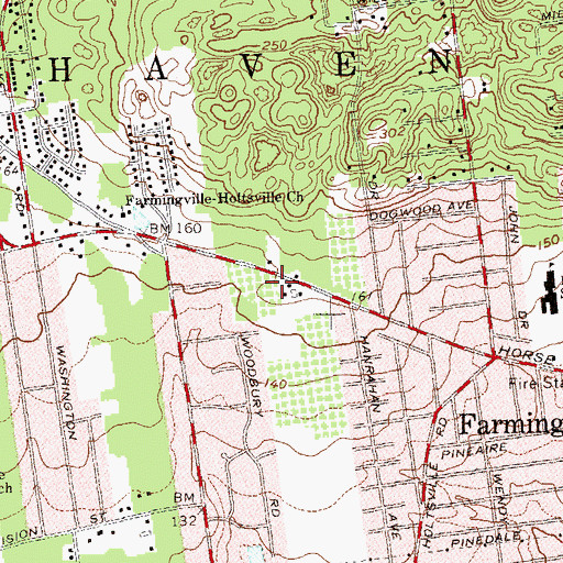 Topographic Map of Farmingville Post Office, NY