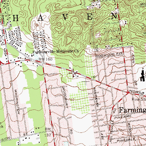 Topographic Map of Farmingville Post Office, NY