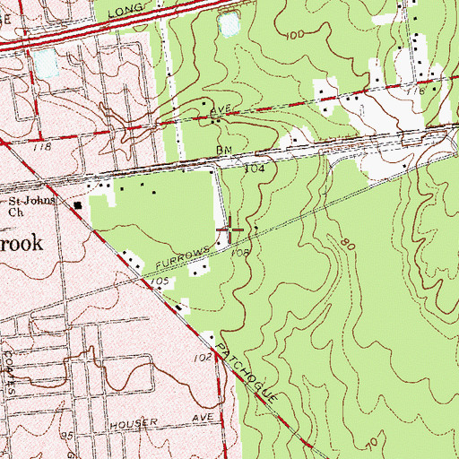 Topographic Map of Holbrook Post Office, NY