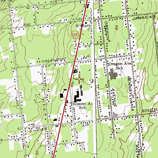 Topographic Map of Medford Post Office, NY