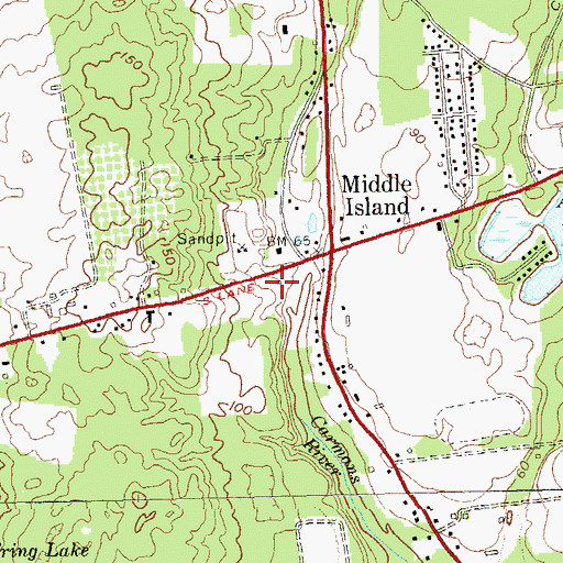Topographic Map of Middle Island Post Office, NY