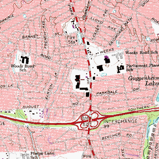 Topographic Map of North Babylon Post Office, NY