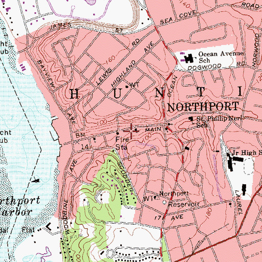 Topographic Map of Northport Post Office, NY