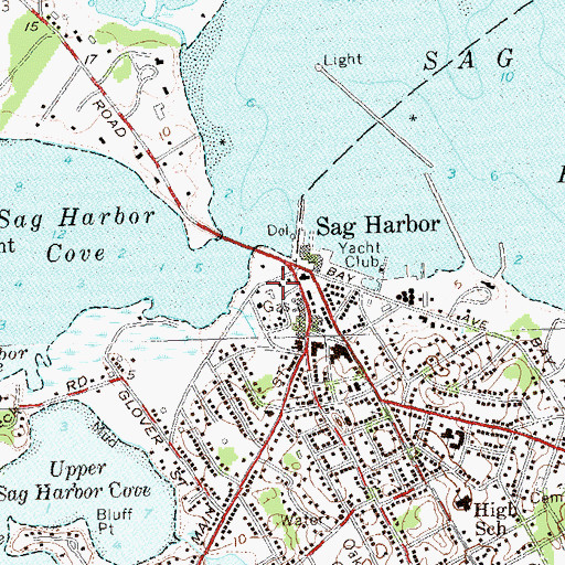 Topographic Map of Sag Harbor Post Office, NY