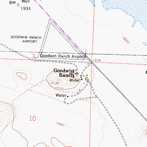 Topographic Map of Goodwin Ranch, CA