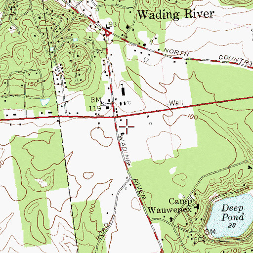 Topographic Map of Wading River Post Office, NY