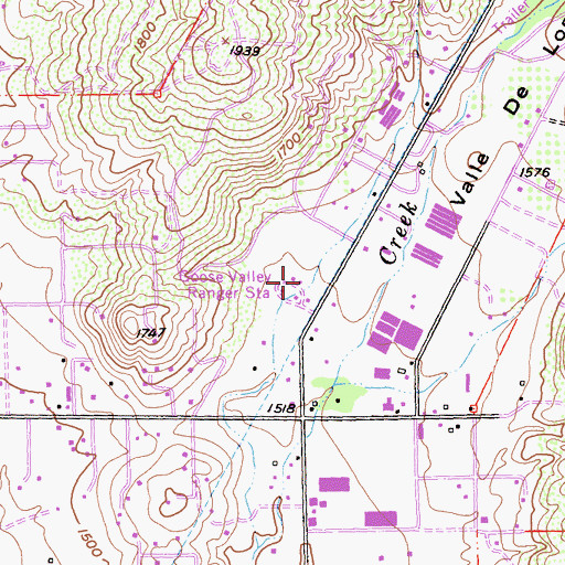 Topographic Map of Goose Valley Ranger Station, CA