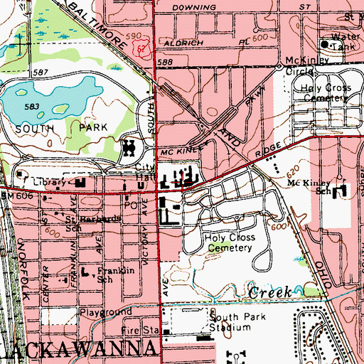 Topographic Map of Baker Victory Services School, NY