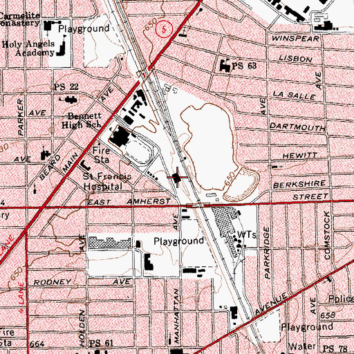 Topographic Map of Buffalo United Charter School, NY