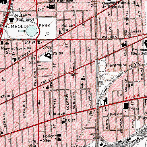 Topographic Map of Darul - Uloom Al Madania School, NY
