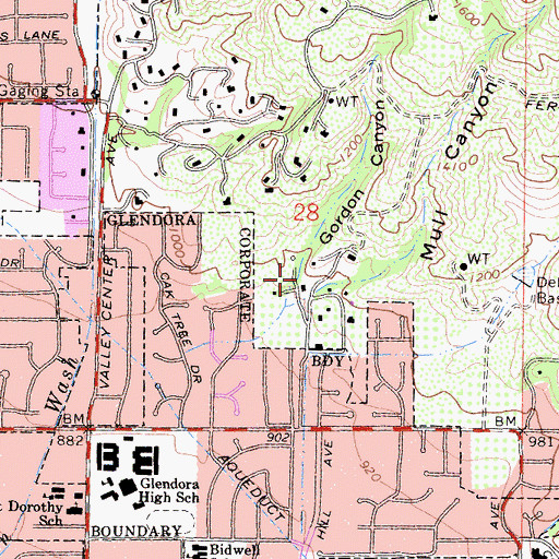 Topographic Map of Gordon Canyon, CA