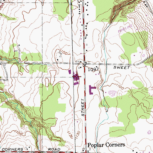Topographic Map of East Aurora High School, NY