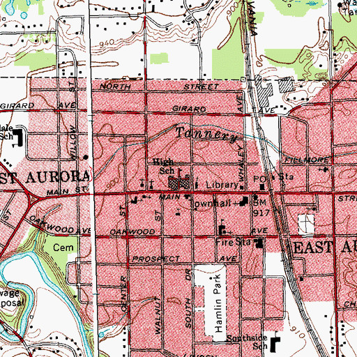 Topographic Map of East Aurora Middle School, NY