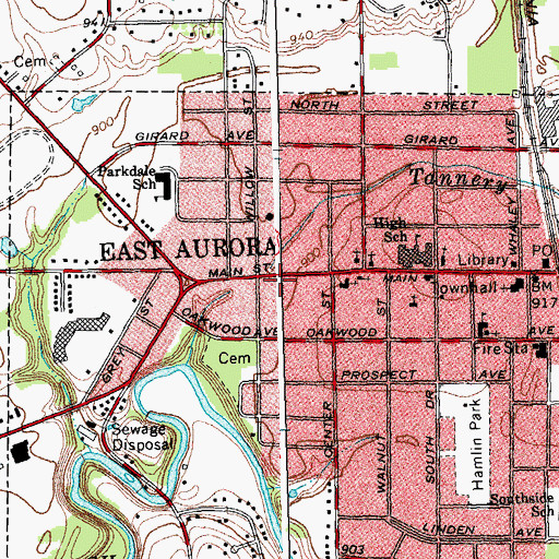 Topographic Map of East Aurora Montessori School, NY
