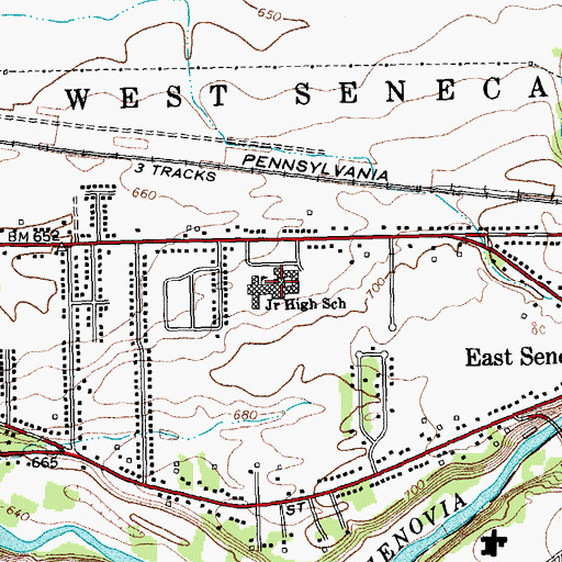 Topographic Map of East Middle School, NY