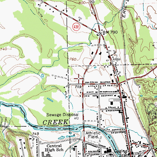 Topographic Map of Gowanda Elementary School, NY