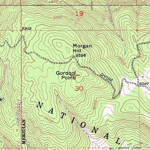 Topographic Map of Gordon Point, CA