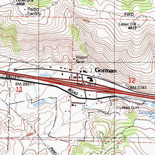 Topographic Map of Gorman, CA