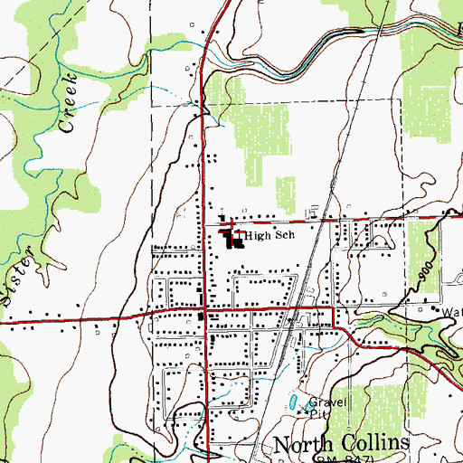 Topographic Map of North Collins Junior - Senior High School, NY
