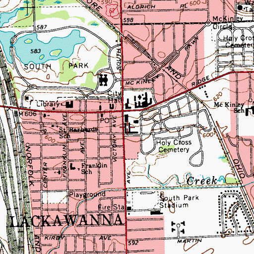 Topographic Map of Our Lady of Victory School, NY