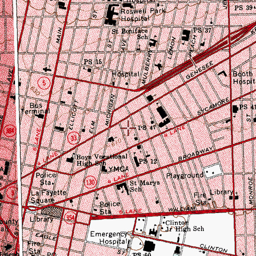Topographic Map of Pinnacle Charter School, NY