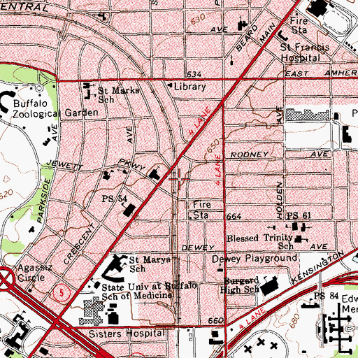 Topographic Map of Public School 42 Occupational Training Center, NY