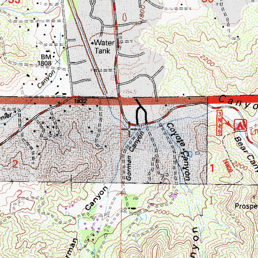 Topographic Map of Gorman Canyon, CA
