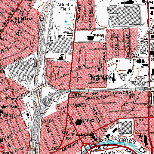 Topographic Map of West Hertel Elementary School, NY