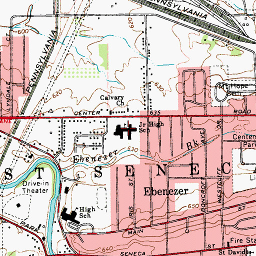 Topographic Map of West Middle School, NY