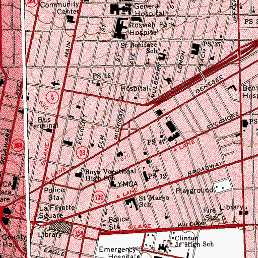 Topographic Map of Western New York Maritime Charter School, NY