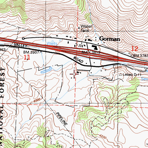 Topographic Map of Gorman Elementary School, CA