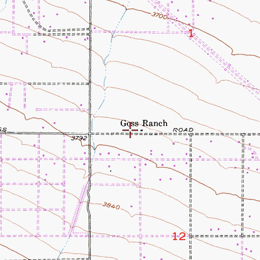Topographic Map of Goss Ranch, CA