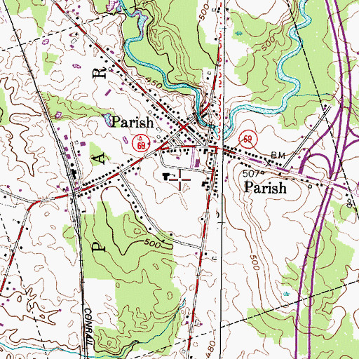 Topographic Map of Parish Elementary School, NY