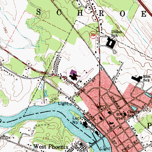 Topographic Map of John C Birdlebough High School, NY