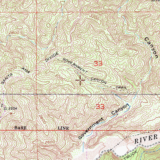 Topographic Map of Government Canyon Trail, CA