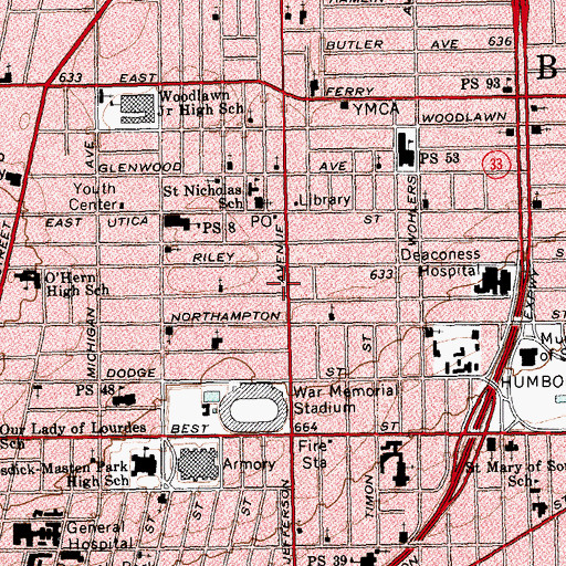 Topographic Map of Abundant Life Church of God in Christ, NY