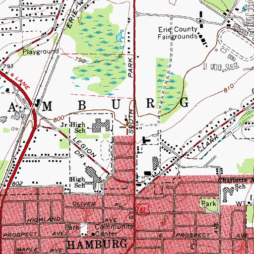Topographic Map of All Saints Lutheran Church, NY
