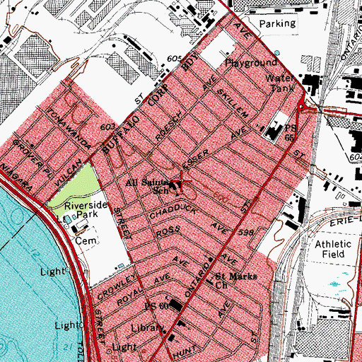 Topographic Map of All Saints Roman Catholic Church, NY