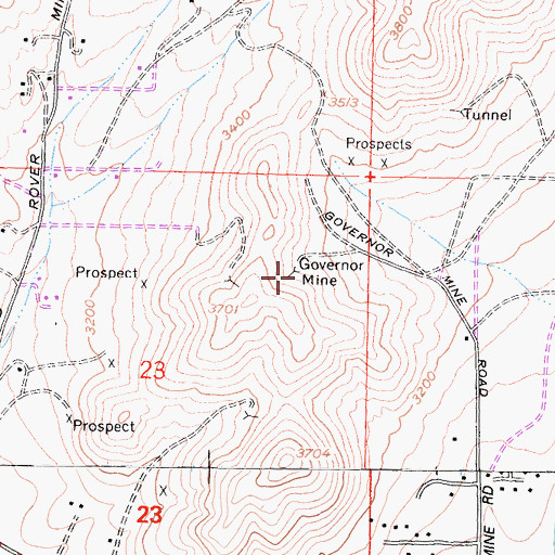 Topographic Map of Governor Mine, CA