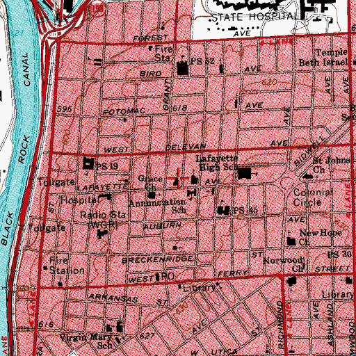 Topographic Map of Annunciation Roman Catholic Church, NY