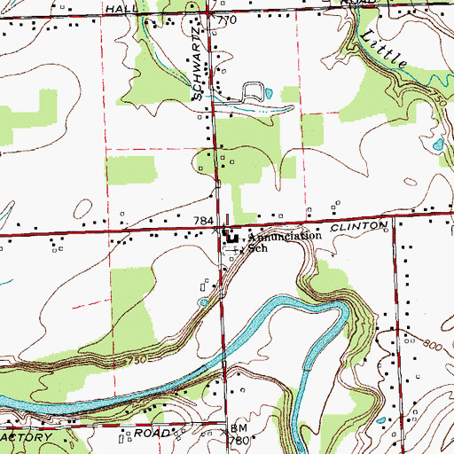 Topographic Map of Annunciation Roman Catholic Church, NY