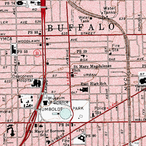 Topographic Map of Antioch Baptist Church, NY