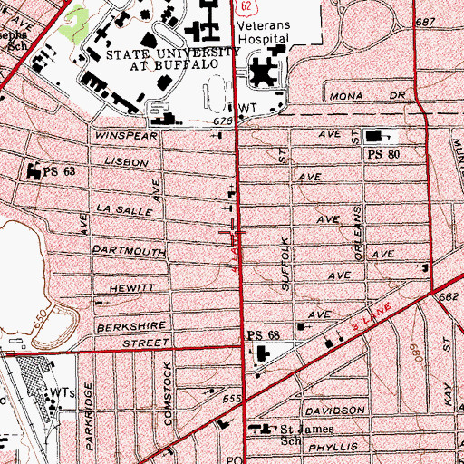 Topographic Map of Bailey Avenue African Methodist Episcopal Zion Church, NY