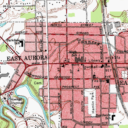 Topographic Map of Baker Memorial Methodist Church, NY