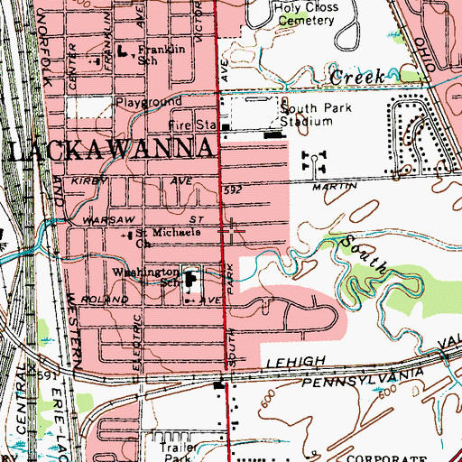 Topographic Map of Bethel Assembly of God Lackawanna, NY